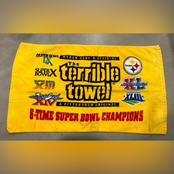 Pittsburgh Steelers Terrible Towel Super Bowl Champions Football NFL Yellow - Picture 1 of 6